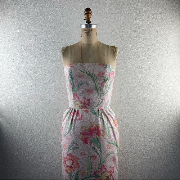 Vintage Dresses & Skirts - SOLD l 90s 4 Blair Woolverton Barbie Pastel Floral Print Strapless Mini Dress